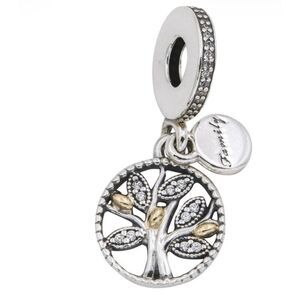 Pandora Family Heritage Pendant Charm  14k and sterling